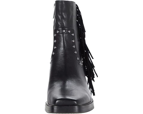 Sam Edelman Bernie Black Chunky Block Heel Almond Toe Zipper Leather Ankle Boots