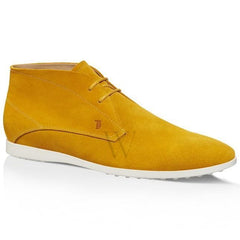 Tods Men's Amber Suede White Rubber Sole Yellow Leather Lining Ankle Boots