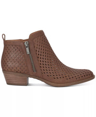 Lucky Brand Basel3 Sesame suede Side Zip Perforated Leather Block Heel Booties