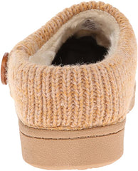 Clarks Womens Slipper Suede Leather Knitted Collar Clog Slippers - Plush Faux Fur Lining