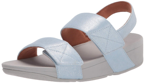 FitFlop Women's Wedge Sandal Mina Light Blue Wedge Mule Sandals