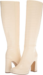 Circus by Sam Edelman Freda Ivory Croc Print Knee High Side Zipper Heel Boots