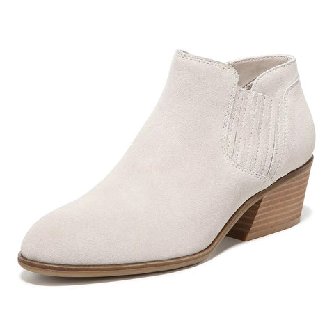Dr. Scholl's Libra Oyster Leather Stacked Heel Pull On Almond Toe Ankle Boots
