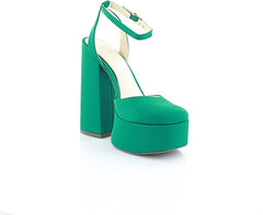 Jessica Simpson Skilla Green Platform Pump Buckle Strap Block Heeled Sandals