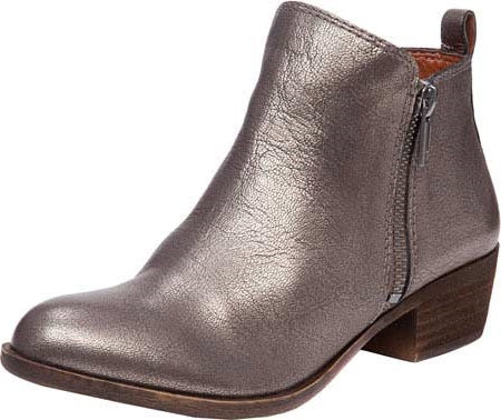 Lucky Brand Basel Boot Pewter Metallic Leather Low Cut Ankle Boot Booties