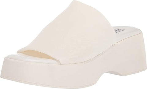 Steve Madden Slinky30 White Fashion Slip On Retro Platform Slide Wedge Sandals 10