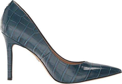 Sam Edelman Hazel Indigo Croc Stiletto Heel Pointed Closed Toe Dress Pumps