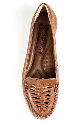 Ramarim 1581101 Made In Brazil Leather Slip On Rounded Toe Woven Moc Loafer