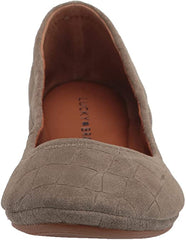 Lucky Brand Emmie Fossilized Ballet Leather Flat Slip On Rounded Toe Shoes