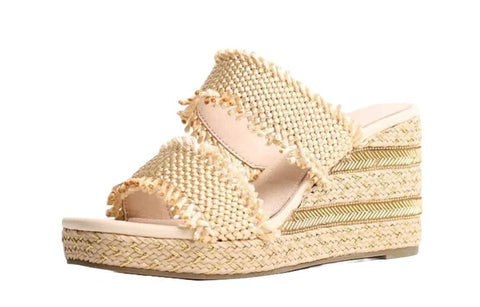 Cecelia New York Lady Zara Platform Women Slip On Open Toe Heel Wedges Sandals