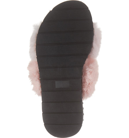 LFL Lust For Life Treat Pink Fluffy Fur Slip On Pool Fashion Slide Mule Sandals