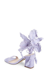 Cecelia New York Hibiscus Cielo Flower Ankle Tie Open Toe Block Heel Sandals