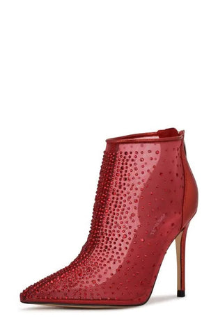 Nine West For Now P2 Red Mesh Pointed Toe Formal Dress Pumps Booties Ankle Boots
