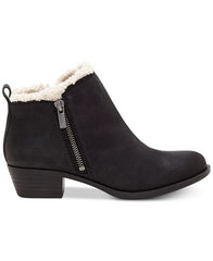 Lucky Brand Basel Sher Women's Boot Black Furlined Rounded Toe Ankle Booties