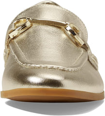 Steve Madden Carrine Gold Leather Slip On Almond Toe Flat Dress Loafers