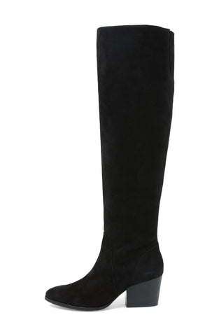 Vince Camuto Nestel Black Suede Fashion Rounded Toe Block Heel Knee High Boots