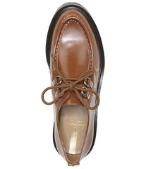Sam Edelman Monna Mocha Leather Chunky Heel Lace Up Almond Toe Fashion Loafers