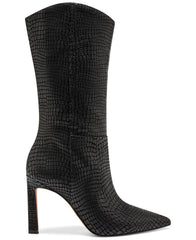 Vince Camuto SENIMDA Pointed Toe Black Snake Mid Calf High Heel Dress Boots