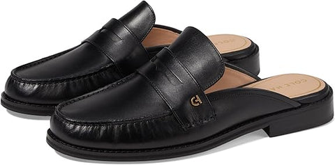 Cole Haan Lux Pinch Penny Black Leather Rounded Toe Classic Slip On Loafers