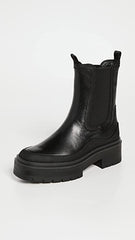 Sam Edelman Lulia Black Chunky Heel Rounded Toe Pull On Chelsea Ankle Boots