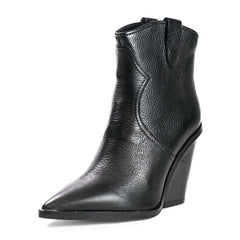 Cecelia New York KIMBAL Boots Black Leather Pointed Western Cowboy Ankle Booties