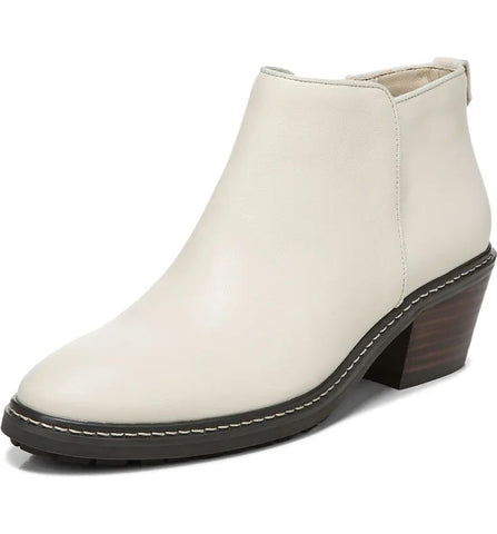 Sam Edelman Pryce Modern Ivory Stacked Block Heel Pull On Fashion Ankle Boots