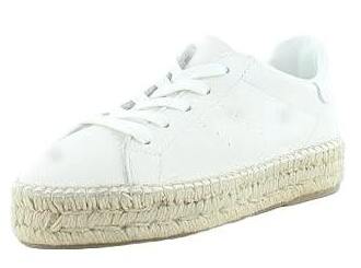 Sam Edelman Dylann White Leather Espadrille Heeled Lace Up Low Top Sneakers