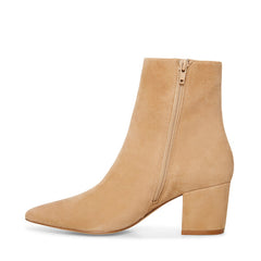 Steve Madden Ossie Tan Suede Zipper Closure Sleek Pointed Toe Ankle Boots