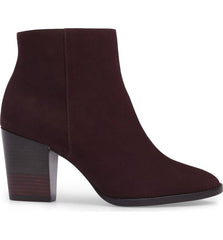 Klub Nico Bellerie Wine Tapered High Block Heel Rounded Toe Zipper Ankle Boots