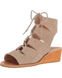 Lucky Brand Gizi Sandal Feather Grey Low Wedge Tie Up Open Toe Ankle Sandals