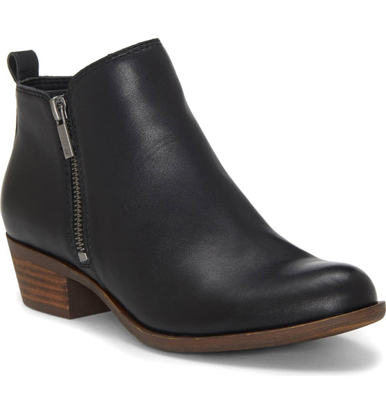 Lucky Brand Basel Almond-Toe Block Heel Side Zipper Ankle Booties Black