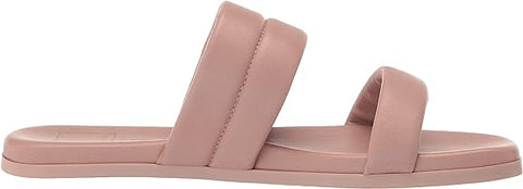 Dolce Vita Adore Rose Leather Slip On Strappy Open Squared Toe Slides Sandals