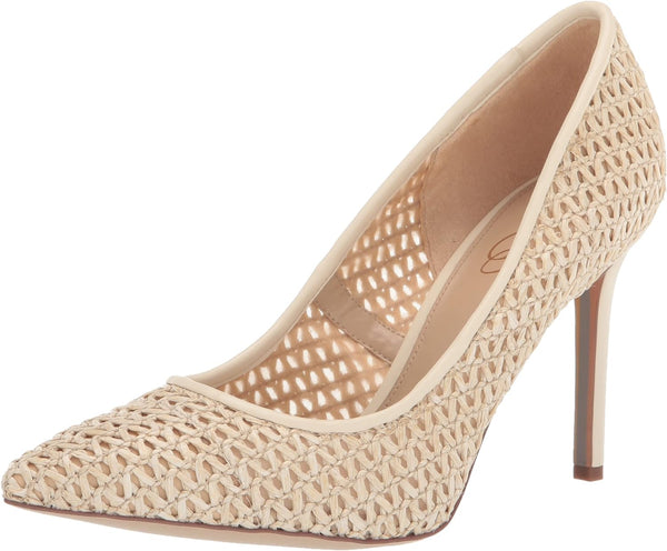 Sam Edelman Hazel Ivory Raffia Stiletto Heeled Slip On Pointed Toe Dress Pumps