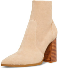 Steve Madden Julina Taupe Suede Zipper Closure Pointed Toe Stacked Heel Boots
