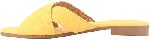 Cape Robbin ALANIS Quilted Slip-On Comfort Mules Open Toe Slide Sandals Yellow