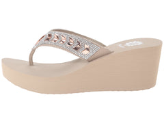 Yellow Box Belmac Taupe Clear Lightweight Platform Wedge Flip Flop Sandals