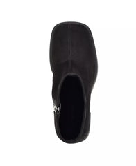 Nine West Gerri2 Black1 Suede Chunky Block Heel Squared Toe Ankle Platform Boots