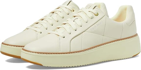 Cole Haan Grandpro Topspin Ivory Quilted Leather Lace Up Low Top Sneakers