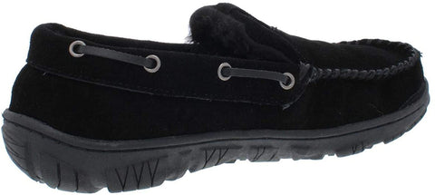 Clarks Venetian Black Suede Fur Lined Slip On Casual Loafer Moccasin Slippers Wide