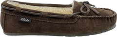 Clarks Women's Suede Moc Indoor and Outdoor Squared Toe Slip On Casual Slippers