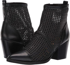 Sam Edelman Elita Black Leather Pointed Cut Out Block Heel Western Fashion Boots