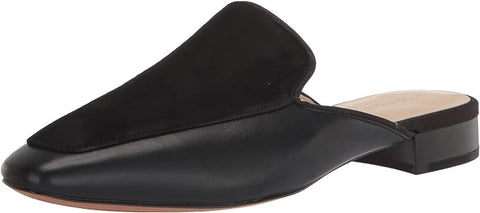 Cole Haan Perley Black Leather Suede Squared Toe Slip On Classic Mules Shoes