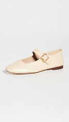 Sam Edelman Michaela Eggshell Mary Jane Buckled Ankle Strap Square Toe Flats