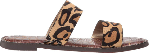 Sam Edelman Gala New Nude Leopard Slide Open Toe Two Piece Flat Slip On Sandals