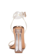 Cape Robbin Maria-2 Lucite Clear Strappy Block High Heel Open Peep Toe Sandals