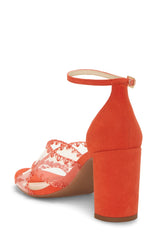 Jessica Simpson Nikaye Clear Orange Ankle-Strap Block Heeled Dress Sandals