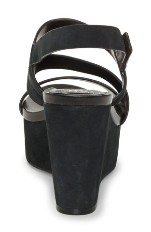Vince Camuto VELLEY Black Leather Platform Wedge Heeled Caged Strappy Sandals