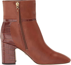 Sam Edelman Florah Cuoio Brown Squared Toe Block Heel Buckle Detail Ankle Boots