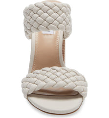 Steve Madden Tielo Woven Bone Texture Fashion Straps Slide Stacked Heeled Sandal