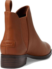 Cole Haan Laina British Tan Princess Leather Almond Toe Pull On Ankle Boots